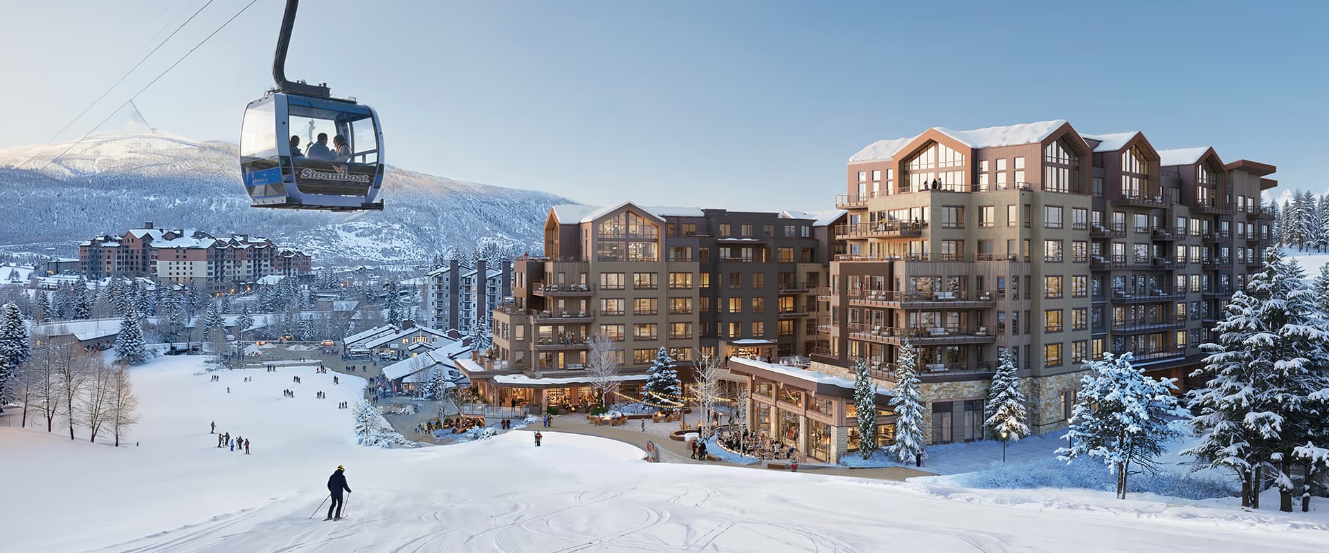 Side view of the Stockman and the ski-in ski-out approach
